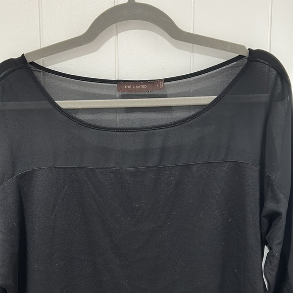 The Limited black shirt with sheer panel and back buttons - Picture 2 of 5